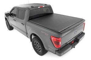 Ford F-150 Soft Roll Up Bed Cover - Rough Country - Matte Black - '15-'23